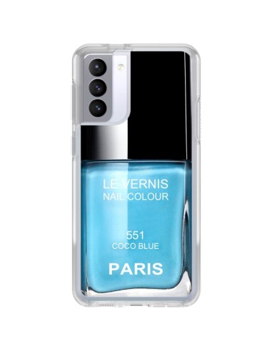 Coque Samsung Galaxy S21 FE Vernis Paris Coco Blue Bleu - Laetitia