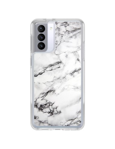 Coque Samsung Galaxy S21 FE Marbre Marble Blanc White - Laetitia