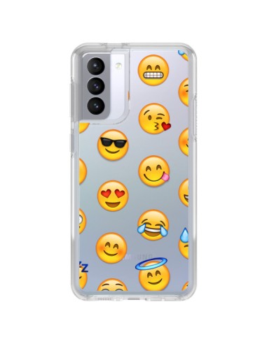 Cover Samsung Galaxy S21 FE Emoji Sorriso Trasparente - Laetitia