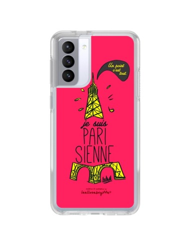 Coque Samsung Galaxy S21 FE Je suis Parisienne La Tour Eiffel Rose - Leellouebrigitte