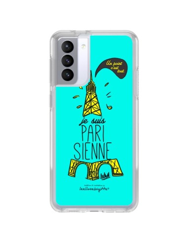 Coque Samsung Galaxy S21 FE Je suis Parisienne La Tour Eiffel Bleu - Leellouebrigitte