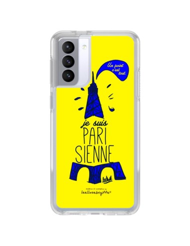Coque Samsung Galaxy S21 FE Je suis Parisienne La Tour Eiffel Jaune - Leellouebrigitte