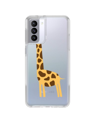 Cover Samsung Galaxy S21 FE Giraffa Animale Savana Trasparente - Petit Griffin