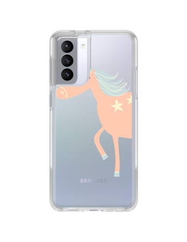 Cover Samsung Galaxy S21 FE Unicorno Rosa Trasparente - Petit Griffin