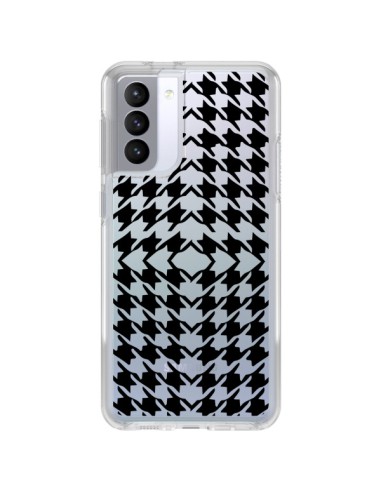 Coque Samsung Galaxy S21 FE Vichy Carre Noir Transparente - Petit Griffin