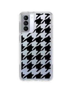 Coque Samsung Galaxy S21 FE Vichy Gros Carre noir Transparente - Petit Griffin