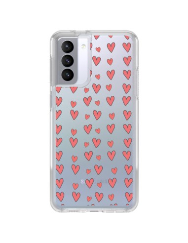 Coque Samsung Galaxy S21 FE Coeurs Heart Love Amour Rouge Transparente - Petit Griffin
