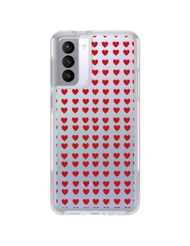 Coque Samsung Galaxy S21 FE Coeurs Heart Love Amour Red Transparente - Petit Griffin