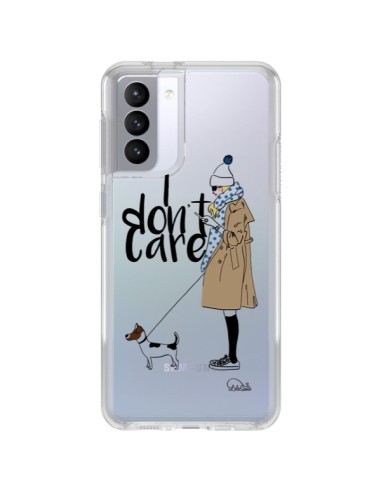 Coque Samsung Galaxy S21 FE I don't care Fille Chien Transparente - Lolo Santo