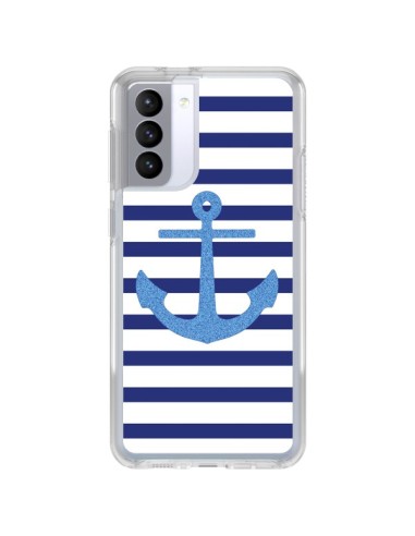 Samsung Galaxy S21 FE Case Ancora Marina Voile Navy Blue - Mary Nesrala