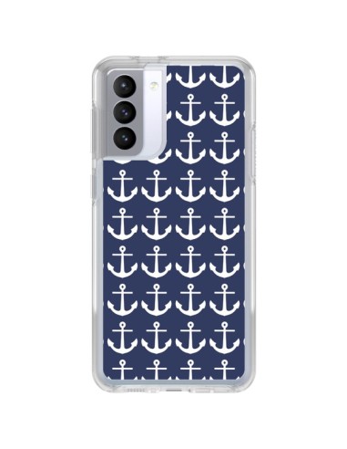 Coque Samsung Galaxy S21 FE Ancre Marin Bleu Anchors Navy - Mary Nesrala