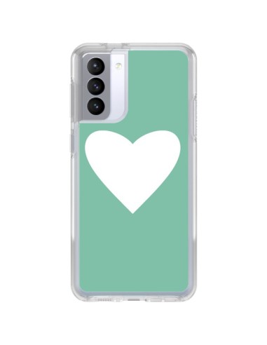 Samsung Galaxy S21 FE Case Heart Green Mint - Mary Nesrala