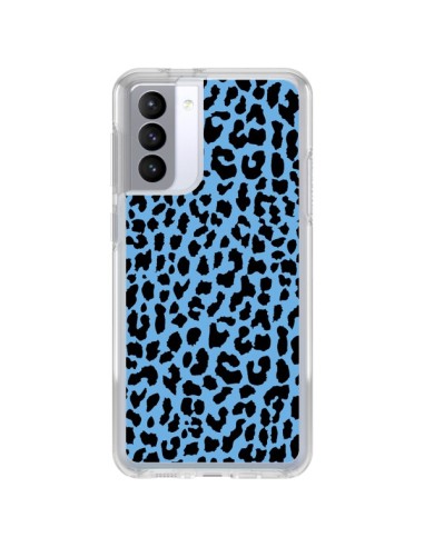 Samsung Galaxy S21 FE Case Leopard Blue Neon - Mary Nesrala