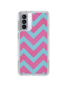 Cover Samsung Galaxy S21 FE Fragola Chevron Rosa Blu - Mary Nesrala