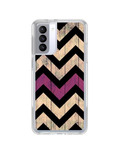 Samsung Galaxy S21 FE Case Chevron Vintage Wood Wood - Mary Nesrala