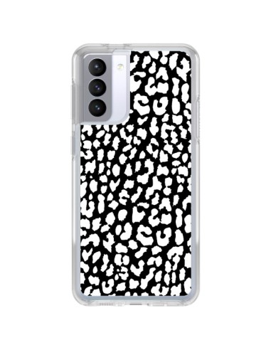 Coque Samsung Galaxy S21 FE Leopard Noir et Blanc - Mary Nesrala