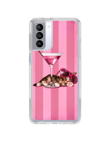 Coque Samsung Galaxy S21 FE Chaton Chat Kitten Cocktail Lunettes Coeur - Maryline Cazenave