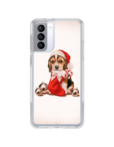 Coque Samsung Galaxy S21 FE Chien Dog Pere Noel Christmas - Maryline Cazenave