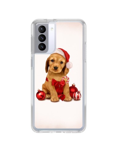 Coque Samsung Galaxy S21 FE Chien Dog Pere Noel Christmas Boules Sapin - Maryline Cazenave