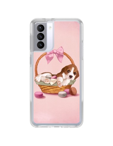 Coque Samsung Galaxy S21 FE Chien Dog Panier Noeud Papillon Macarons - Maryline Cazenave