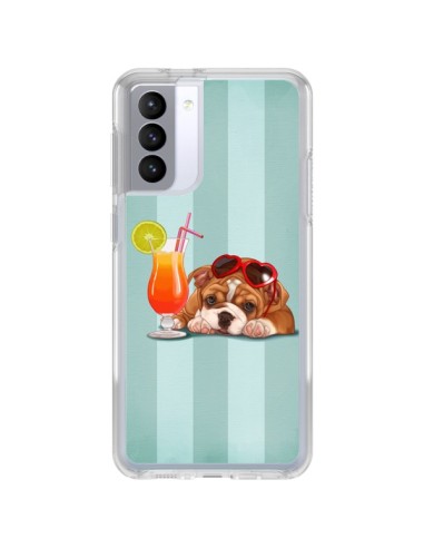 Coque Samsung Galaxy S21 FE Chien Dog Cocktail Lunettes Coeur - Maryline Cazenave