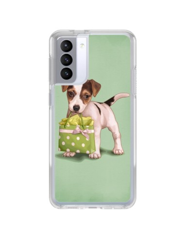 Samsung Galaxy S21 FE Case Dog Shopping Sacchetto a Polka Green - Maryline Cazenave