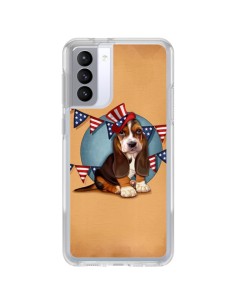 Coque Samsung Galaxy S21 FE Chien Dog USA Americain - Maryline Cazenave