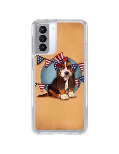 Coque Samsung Galaxy S21 FE Chien Dog USA Americain - Maryline Cazenave