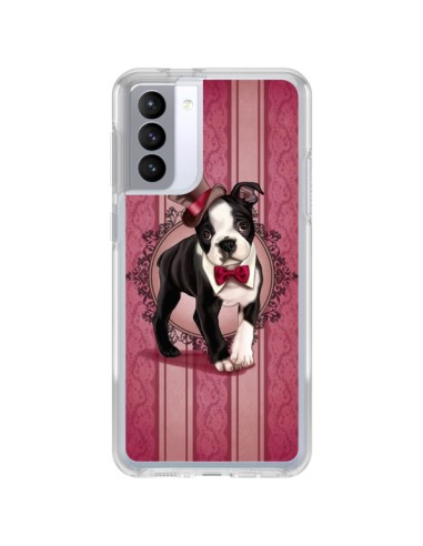 Coque Samsung Galaxy S21 FE Chien Dog Gentleman Noeud Papillon Chapeau - Maryline Cazenave