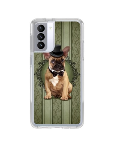 Coque Samsung Galaxy S21 FE Chien Dog Bulldog Noeud Papillon Chapeau - Maryline Cazenave