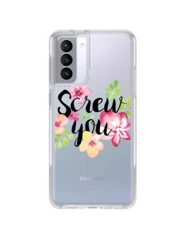 Cover Samsung Galaxy S21 FE Screw you Flower Fiori Trasparente - Maryline Cazenave