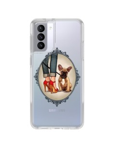 Cover Samsung Galaxy S21 FE Lady Jambes Cane Bulldog Dog Trasparente - Maryline Cazenave