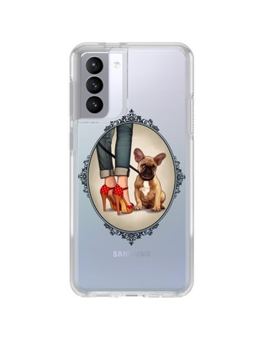 Coque Samsung Galaxy S21 FE Lady Jambes Chien Bulldog Dog Transparente - Maryline Cazenave