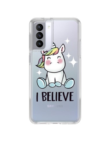 Samsung Galaxy S21 FE Case Unicorn I Believe Clear - Maryline Cazenave