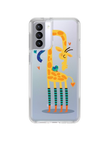 Cover Samsung Galaxy S21 FE L'oiseau e la Girafe Amore L'uccello e la Giraffa Trasparente - Maria Jose Da Luz