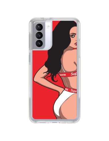 Coque Samsung Galaxy S21 FE Pop Art Femme Rouge - Mikadololo