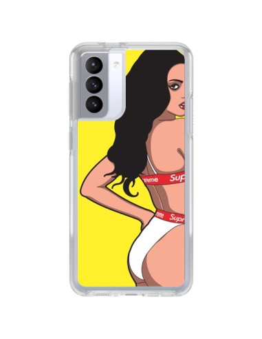 Coque Samsung Galaxy S21 FE Pop Art Femme Jaune - Mikadololo