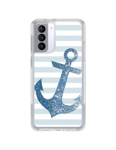 Coque Samsung Galaxy S21 FE Ancre Bleu Navire - Monica Martinez