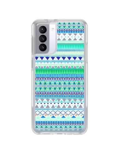 Samsung Galaxy S21 FE Case Chenoa Blue Aztec - Monica Martinez