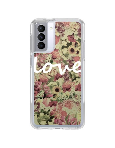 Coque Samsung Galaxy S21 FE Love Blanc Flower - Monica Martinez