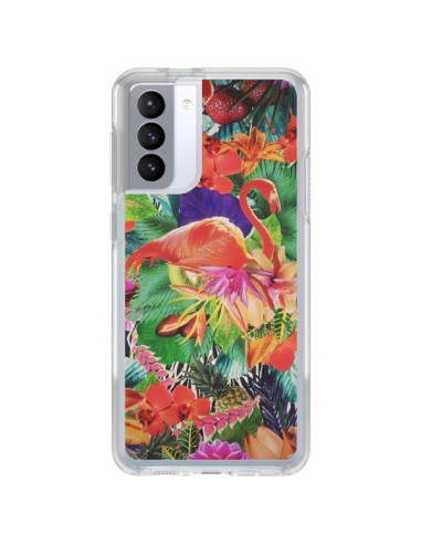 Coque Samsung Galaxy S21 FE Tropical Flamant Rose - Monica Martinez