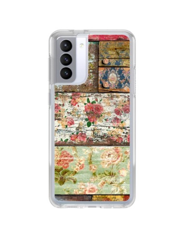 Cover Samsung Galaxy S21 FE Lady Rococo Legno Fiori - Maximilian San