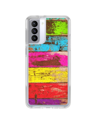 Coque Samsung Galaxy S21 FE Bois Coloré Vintage - Maximilian San