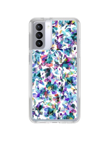 Coque Samsung Galaxy S21 FE Aquatic Flowers Blue - Ninola Design