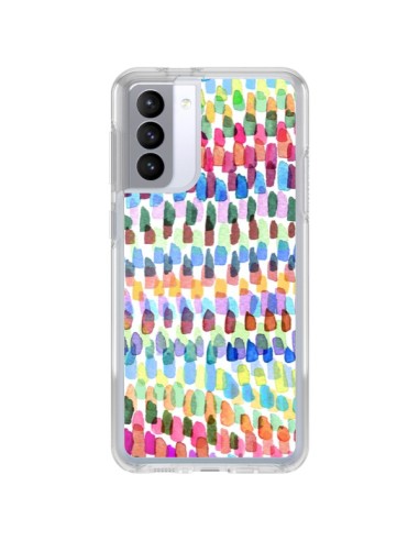 Coque Samsung Galaxy S21 FE Artsy Strokes Stripes Colorful - Ninola Design