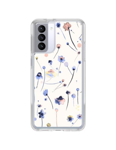 Samsung Galaxy S21 FE Case Blue Soft Flowers - Ninola Design