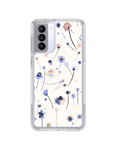 Cover Samsung Galaxy S21 FE Blue Soft Fiori - Ninola Design