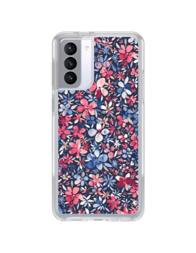 Coque Samsung Galaxy S21 FE Colorful Little Flowers Navy - Ninola Design