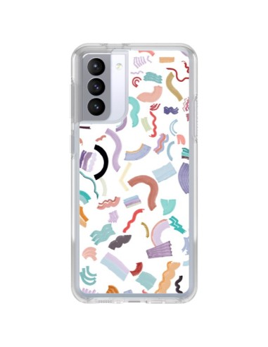 Cover Samsung Galaxy S21 FE Curly and Zigzag Stripes Bianco - Ninola Design