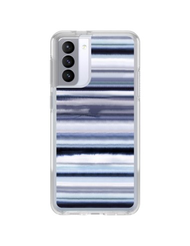 Coque Samsung Galaxy S21 FE Degrade Stripes Watercolor Navy - Ninola Design
